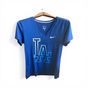 Nike Women’s Royal Blue LA Dodgers V-Neck Dri-FIT Tee